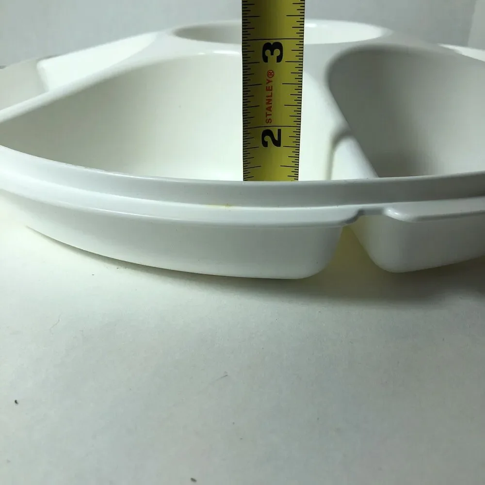 Tupperware Serving Tray Veggie Divided with Lid‎ 1665-1 No Dip Bowl White Large